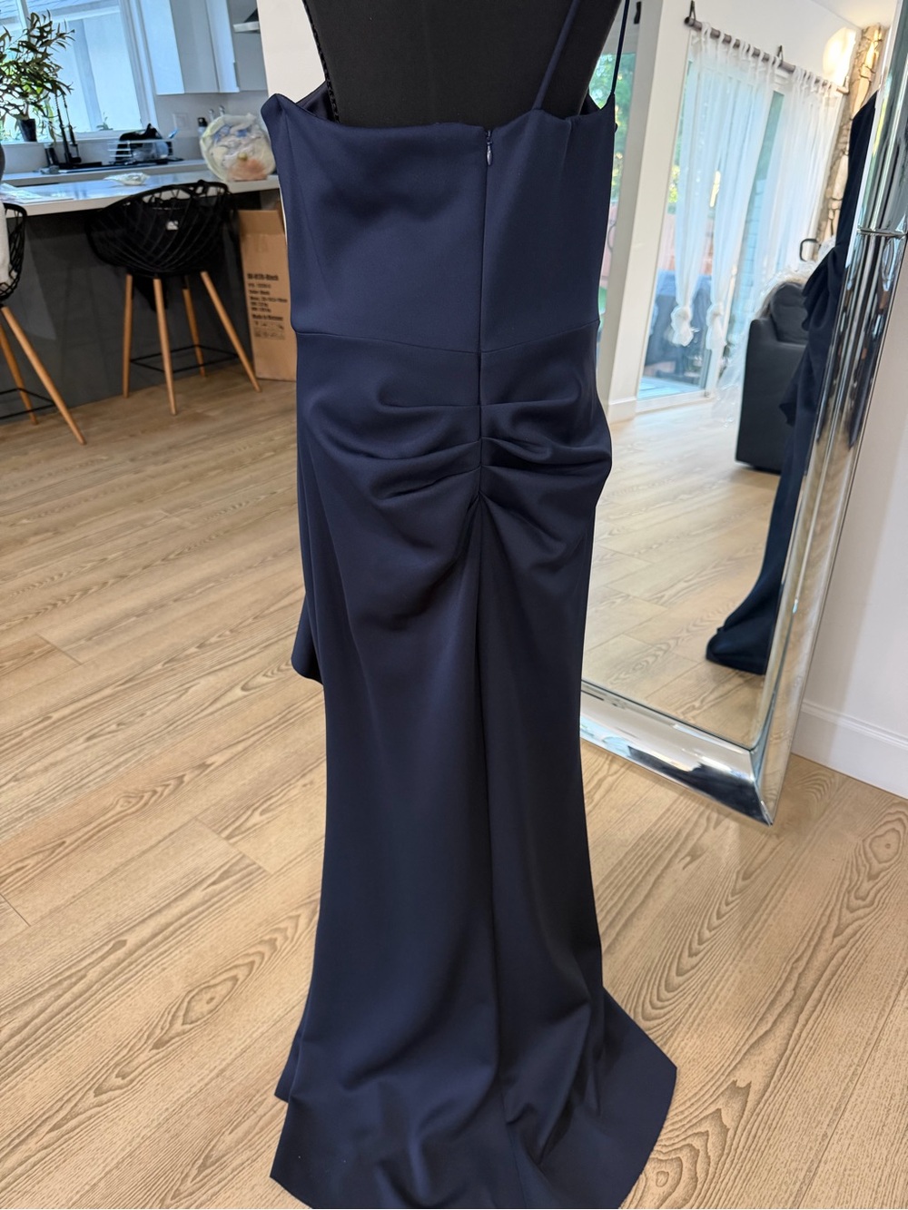 Xscape Navy One-Shoulder Ruffle Gown - Picture 4 of 5